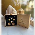 Set L Small Flower Diamant Gold Stud Button Cover