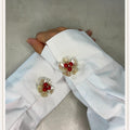 Pearl Flower 5 Red Button Cover