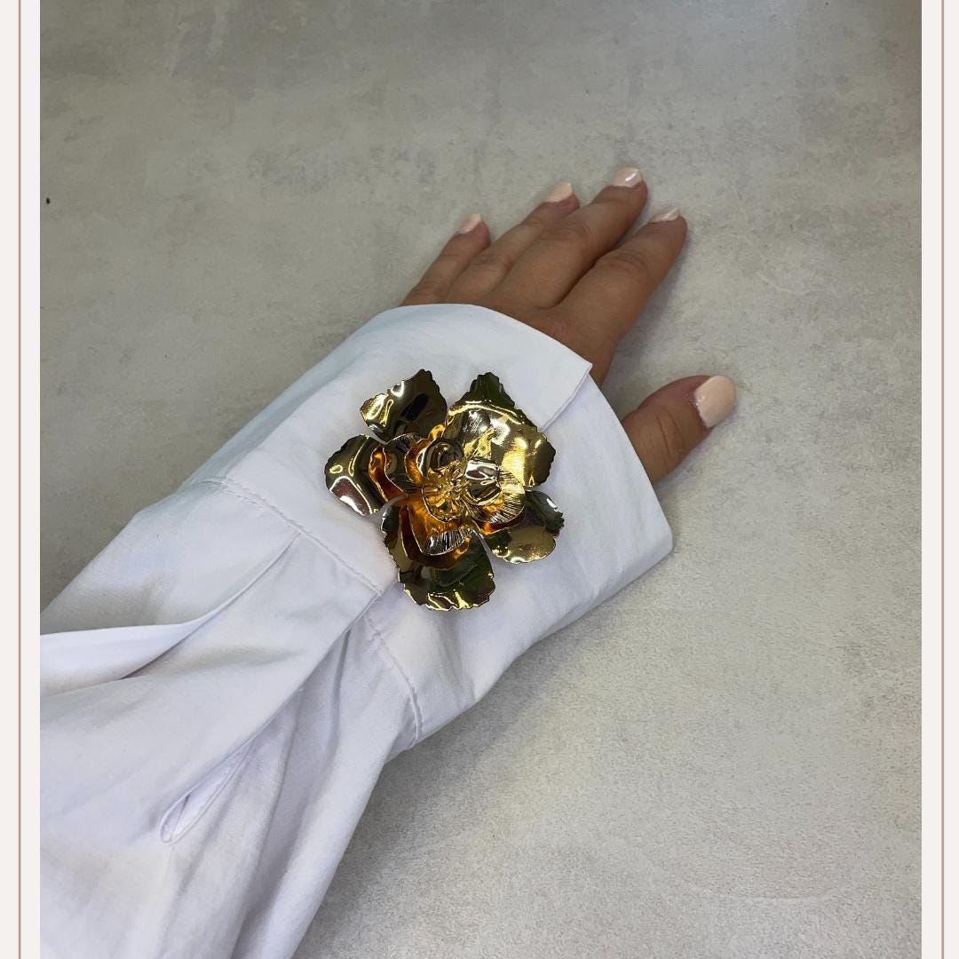 Metal Flower Gold 1 pcs Button Cover