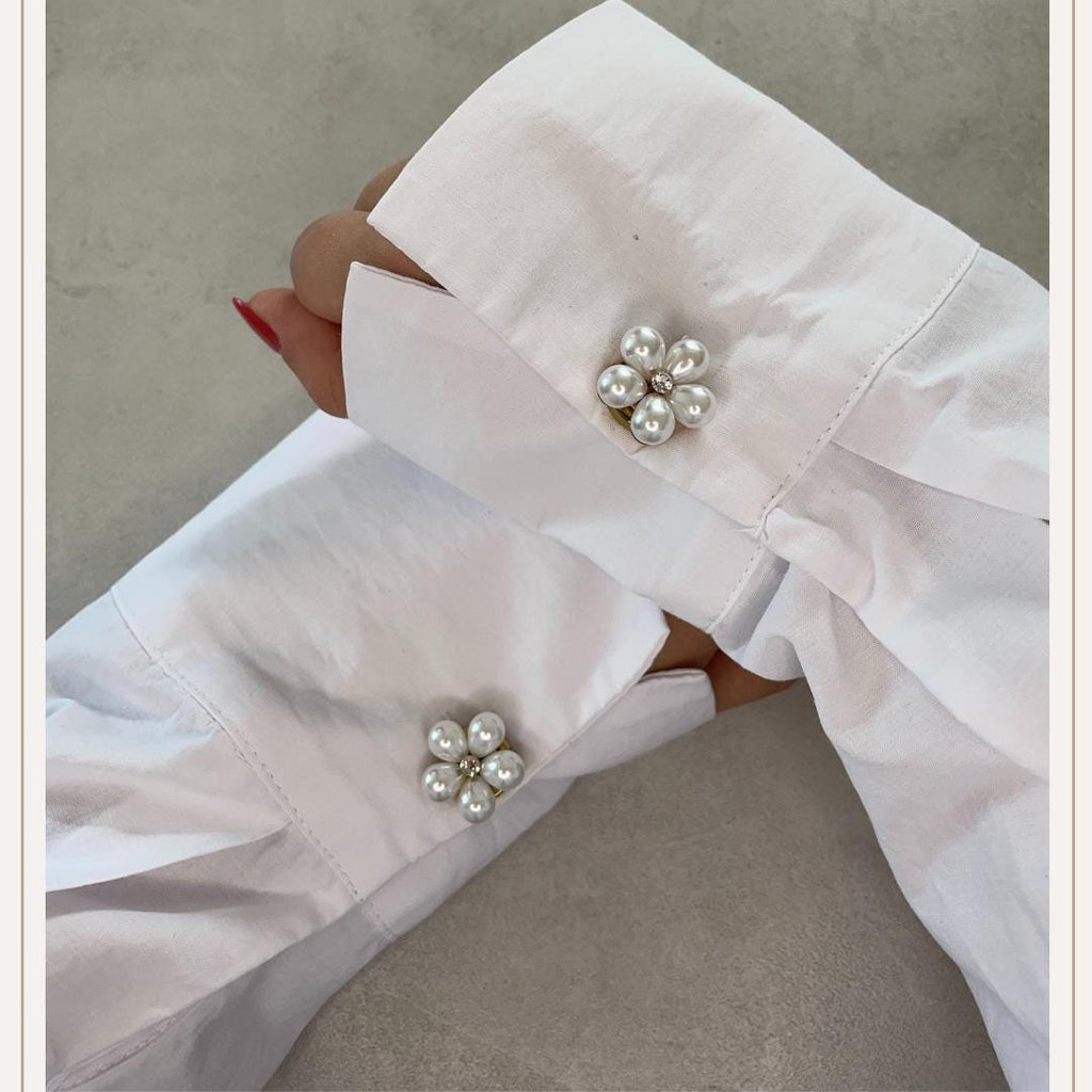 Pearl Ballon Flower Diamant Button Cover