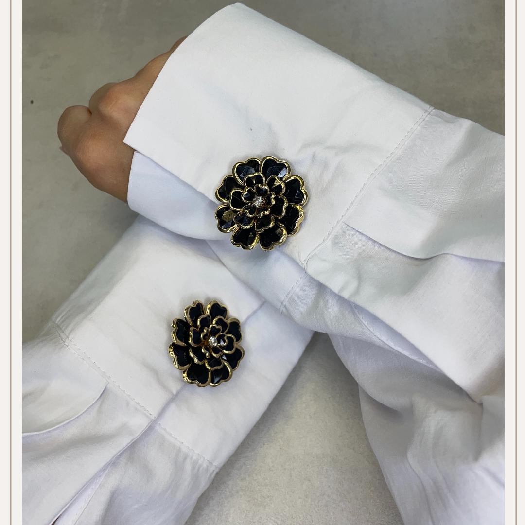 Flower Glass Black Button Cover