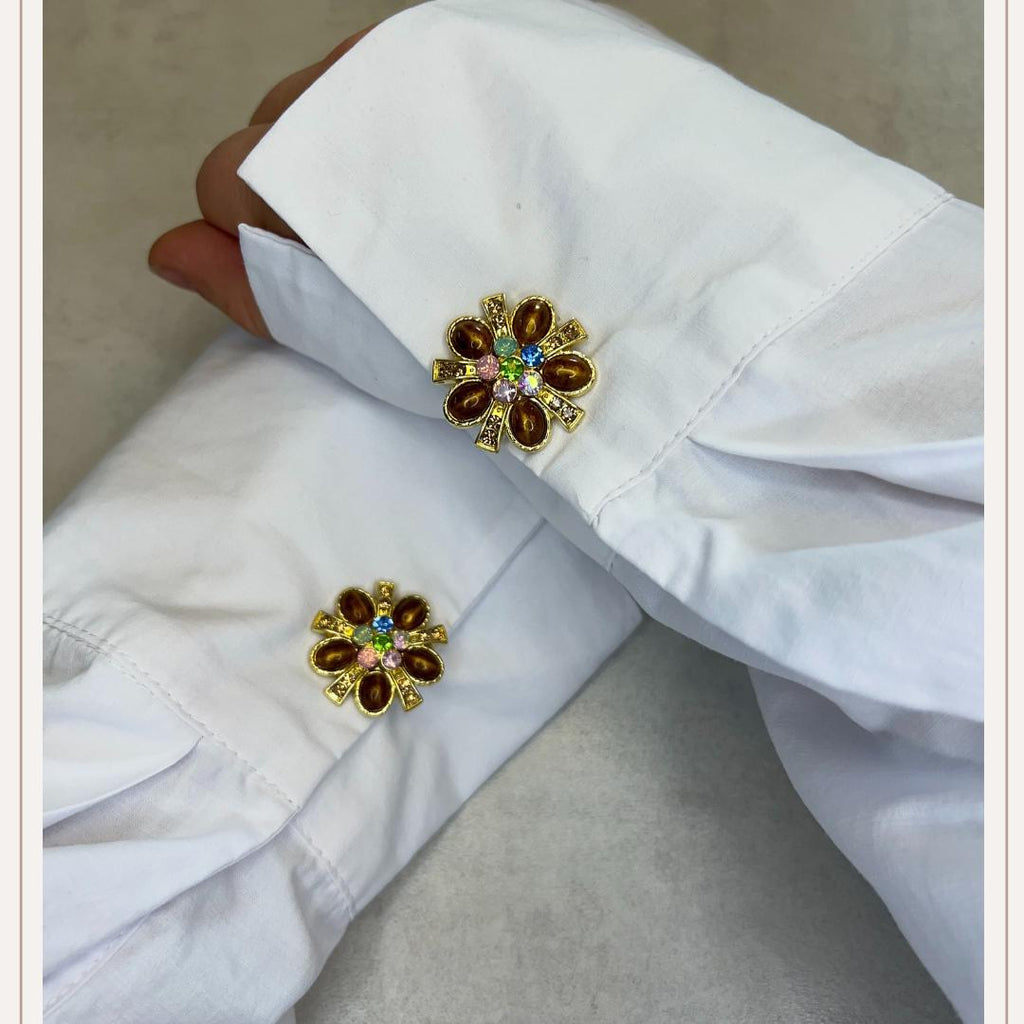 Viola Flower Brown Button Cover