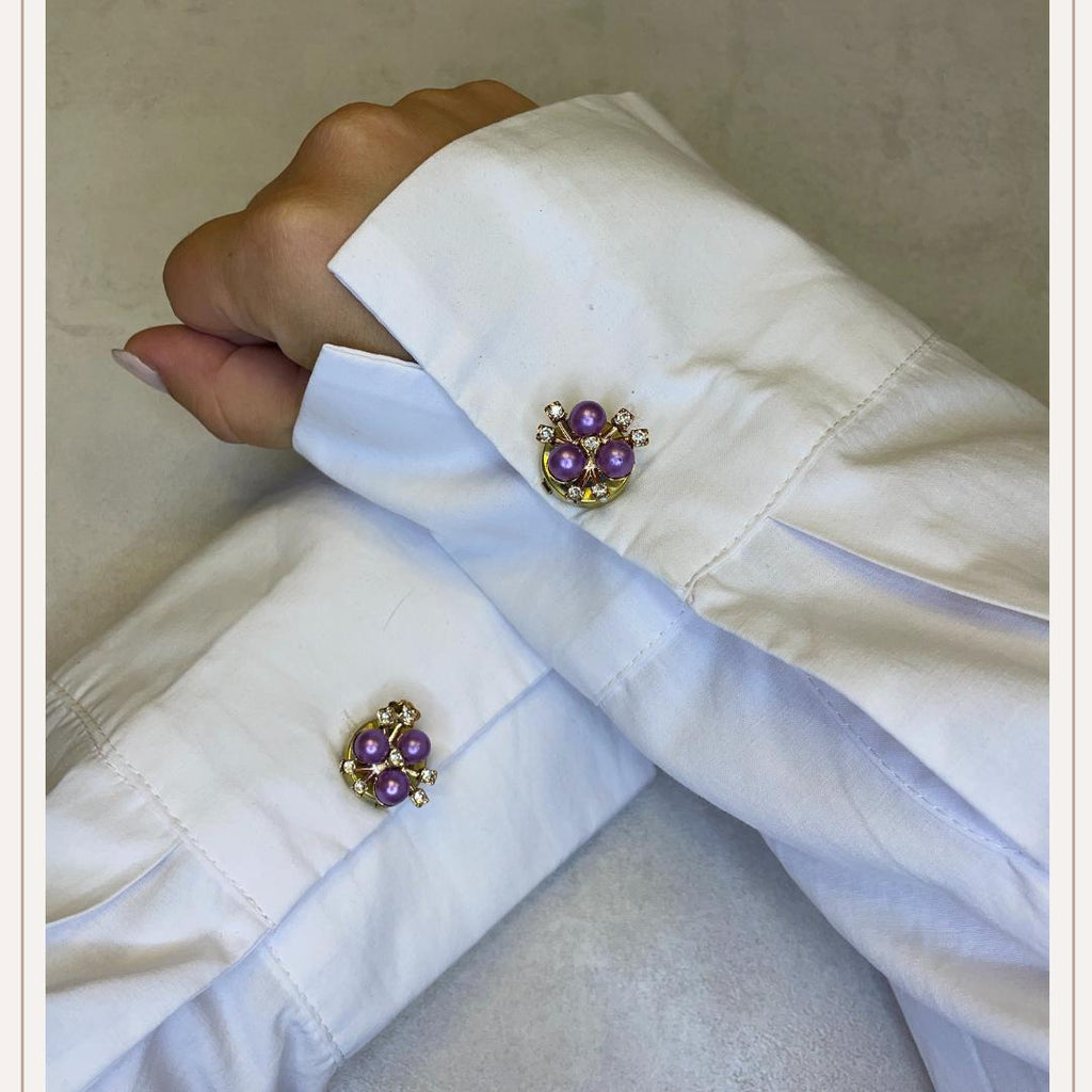 Pearl Purple 3 Diamant Rose Button Cover