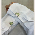 Heart Plaid Green Button Cover