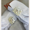 Double Flower 5 Pearl White Button Cover