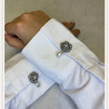 Flower Black Silver Pearldrop Button Cover