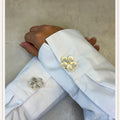 Flower 5 Shine White Button Cover
