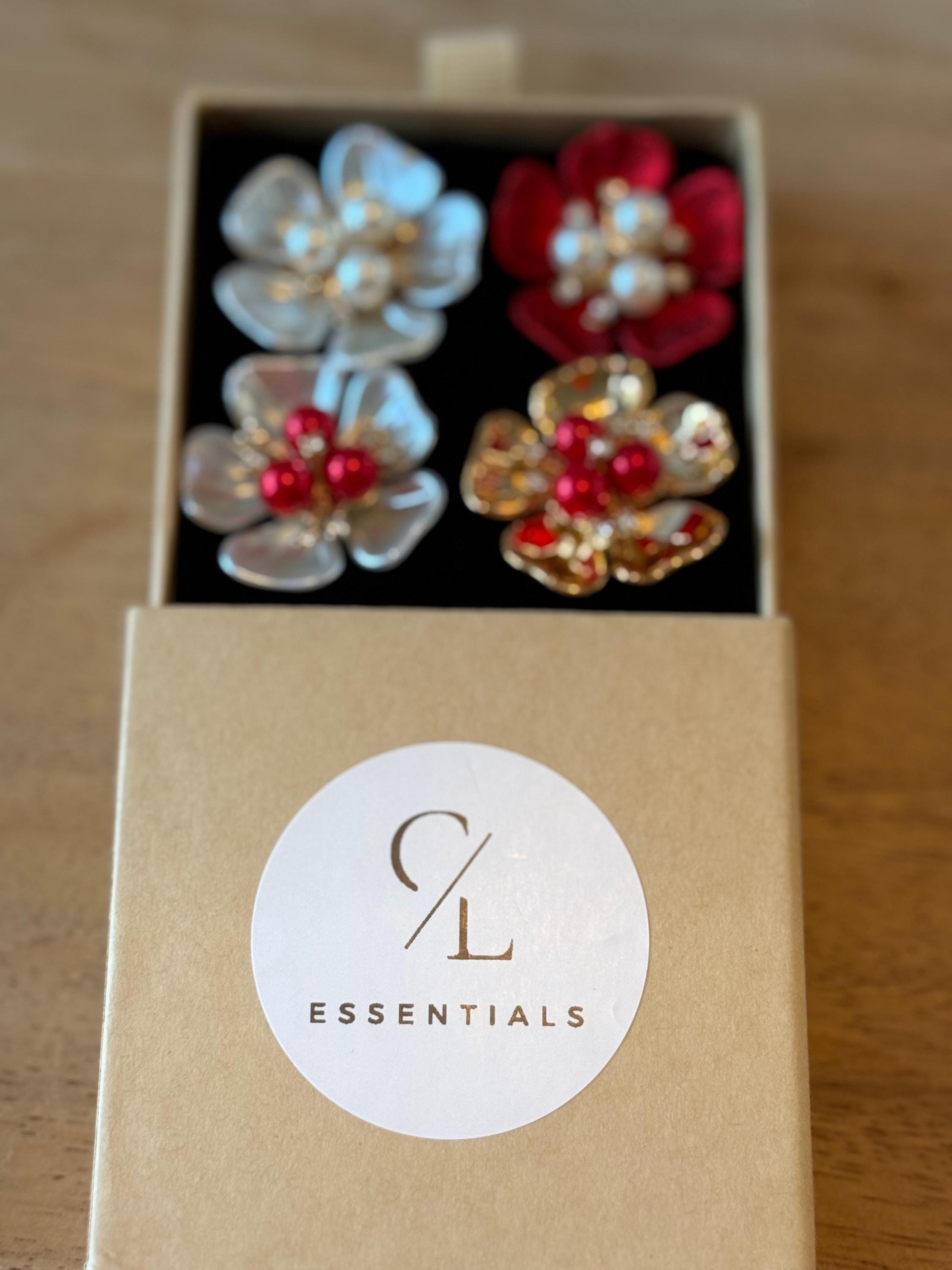 Pearl Flower 5 White Button Cover