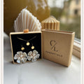 Set M Pearl Flower 5 White Dangle Button Cover