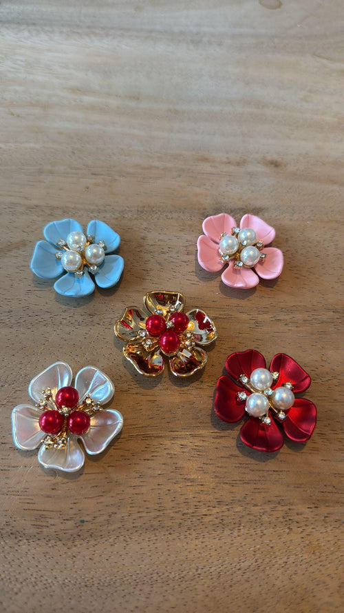 Baby Pink Flower 5 White Button Cover