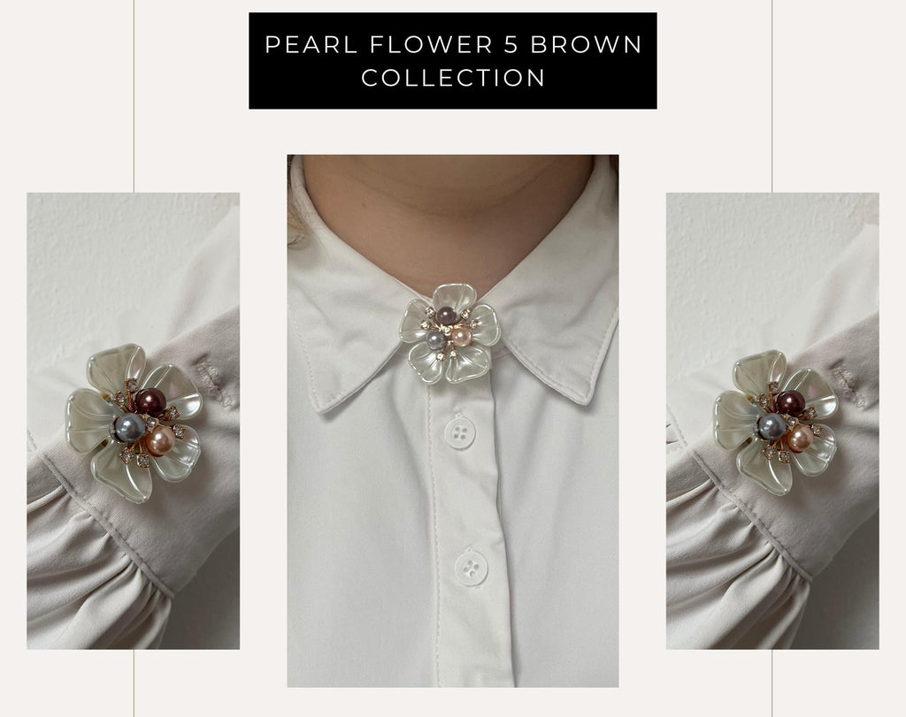 Pearl Flower 5 Brown Button Cover
