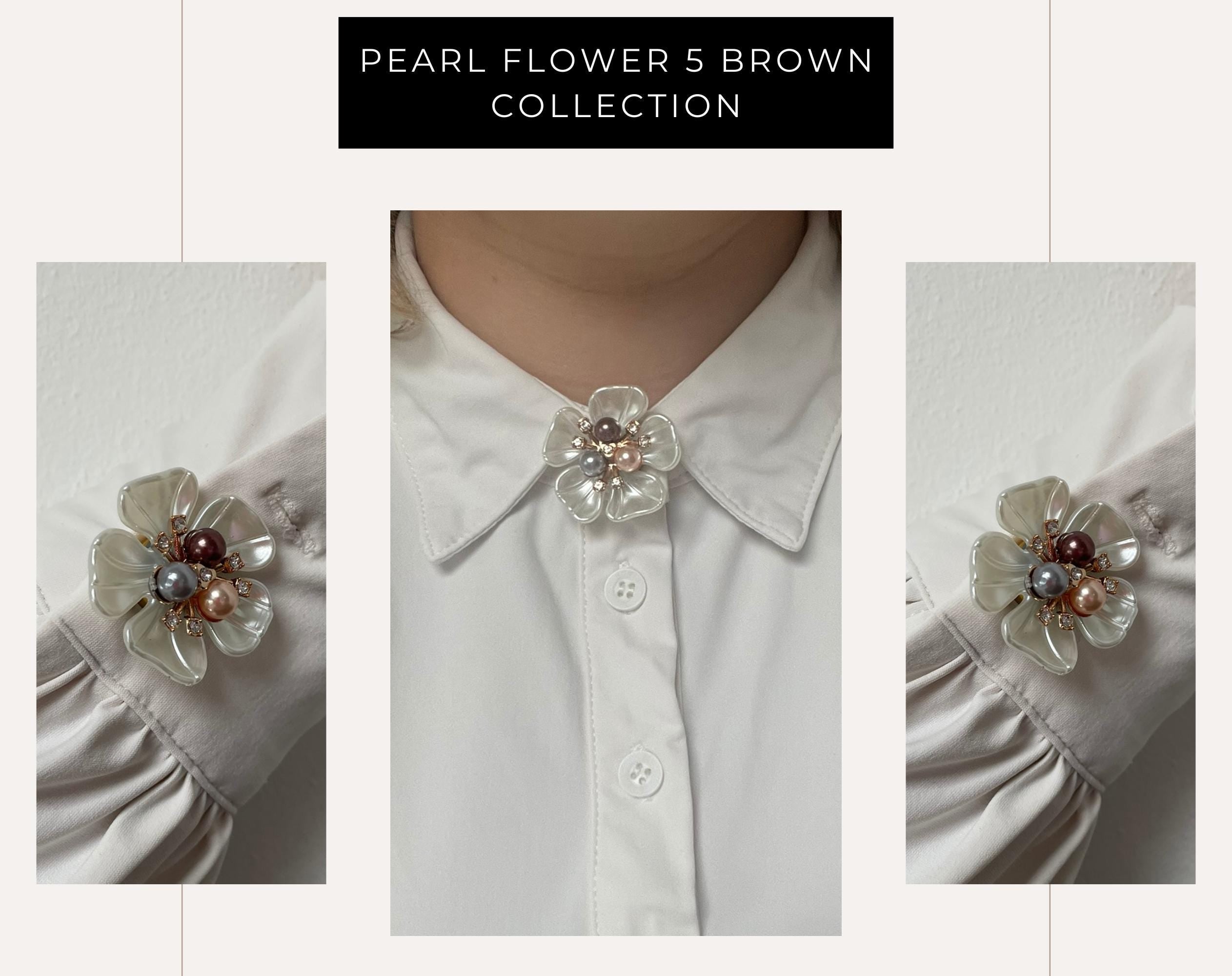 Pearl Flower 5 Brown Button Cover