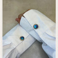 YingYang Blue Silver Button Cover