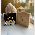 Set XL Pearl Flower 5 White Stud Button Cover