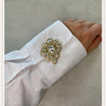 Stone Drop White with Gold 1 pcs Button Cover