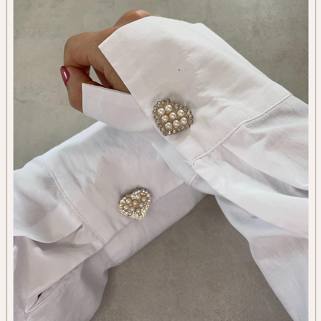 Heart Bubble Pearl Rose Button Cover