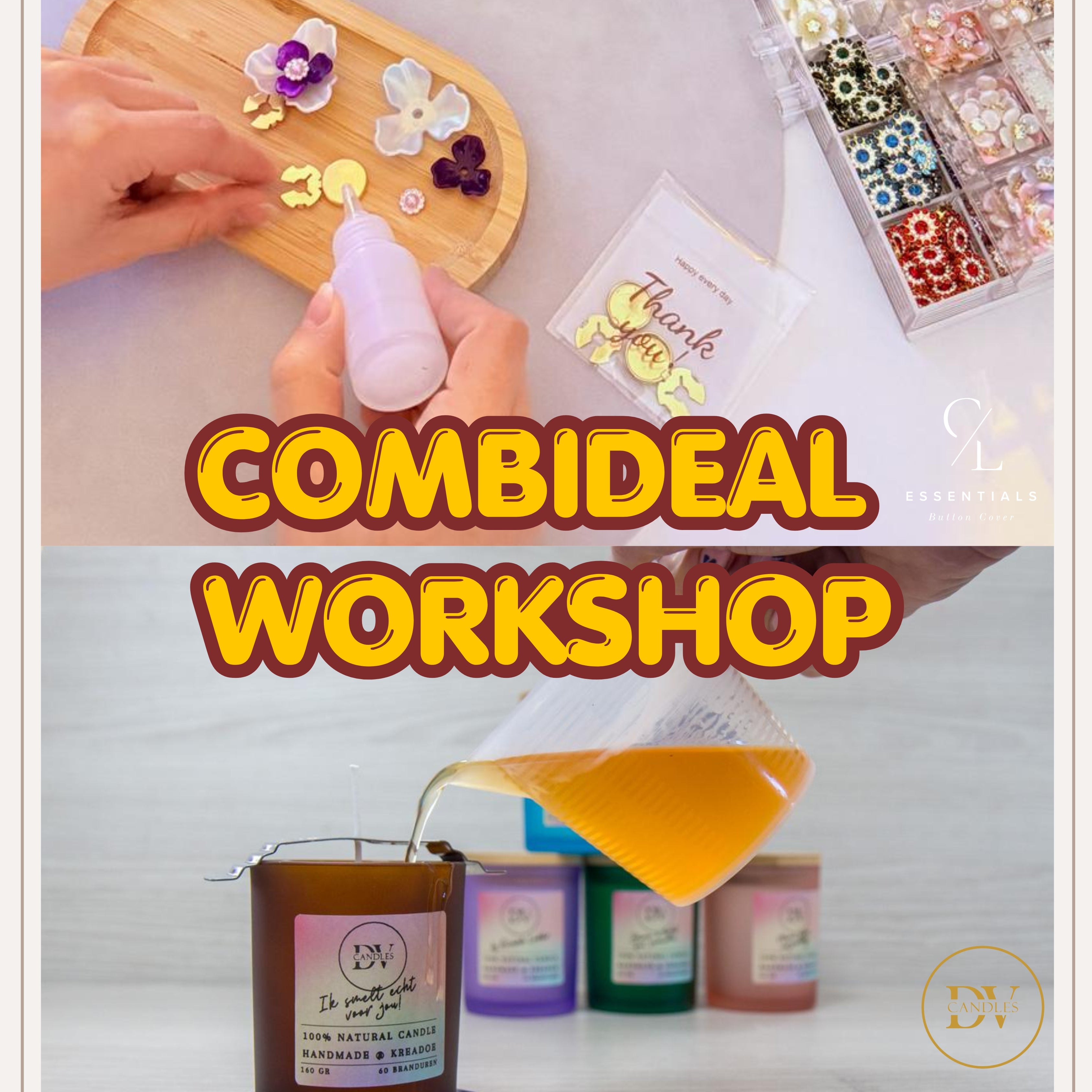 COMBIDEAL workshops Geurkaarsen en Button Covers @KreaDoe
