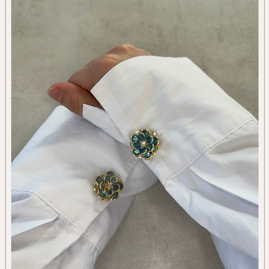Mini Flower Glass Blue Button Cover