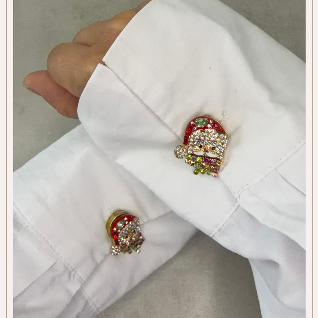 Handgemaakte kerstman button cover