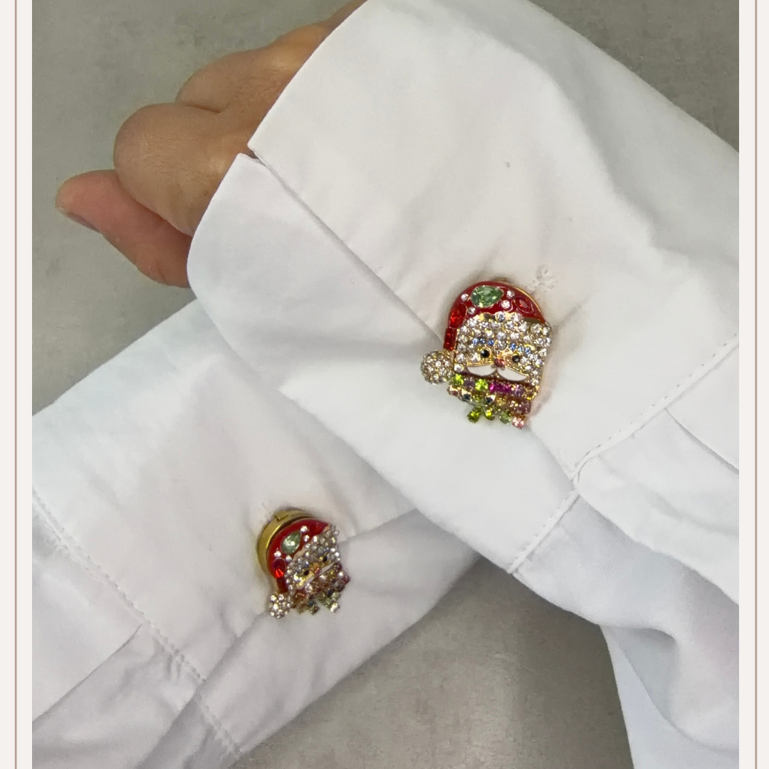 Handgemaakte kerstman button cover