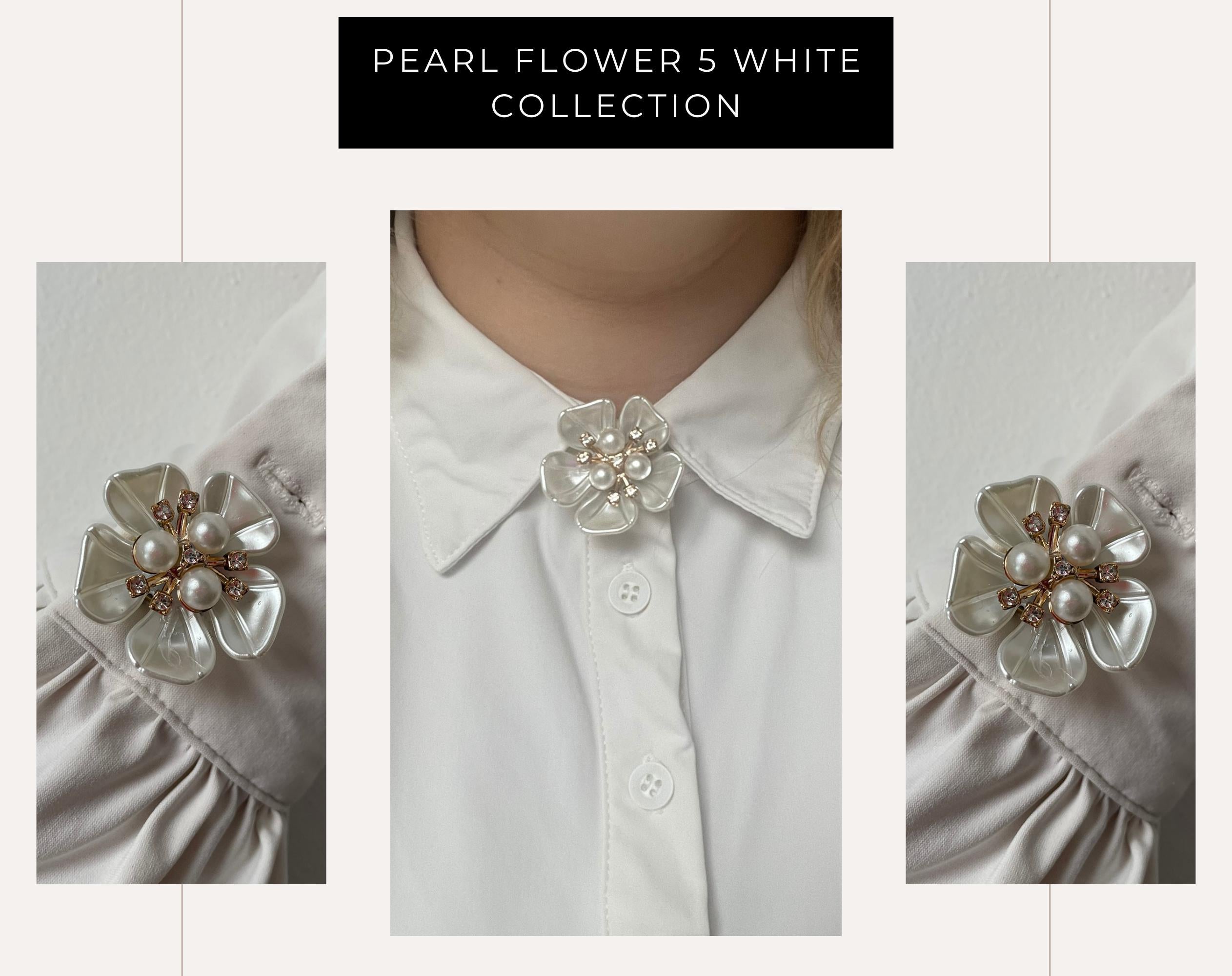 Pearl Flower 5 White Button Cover