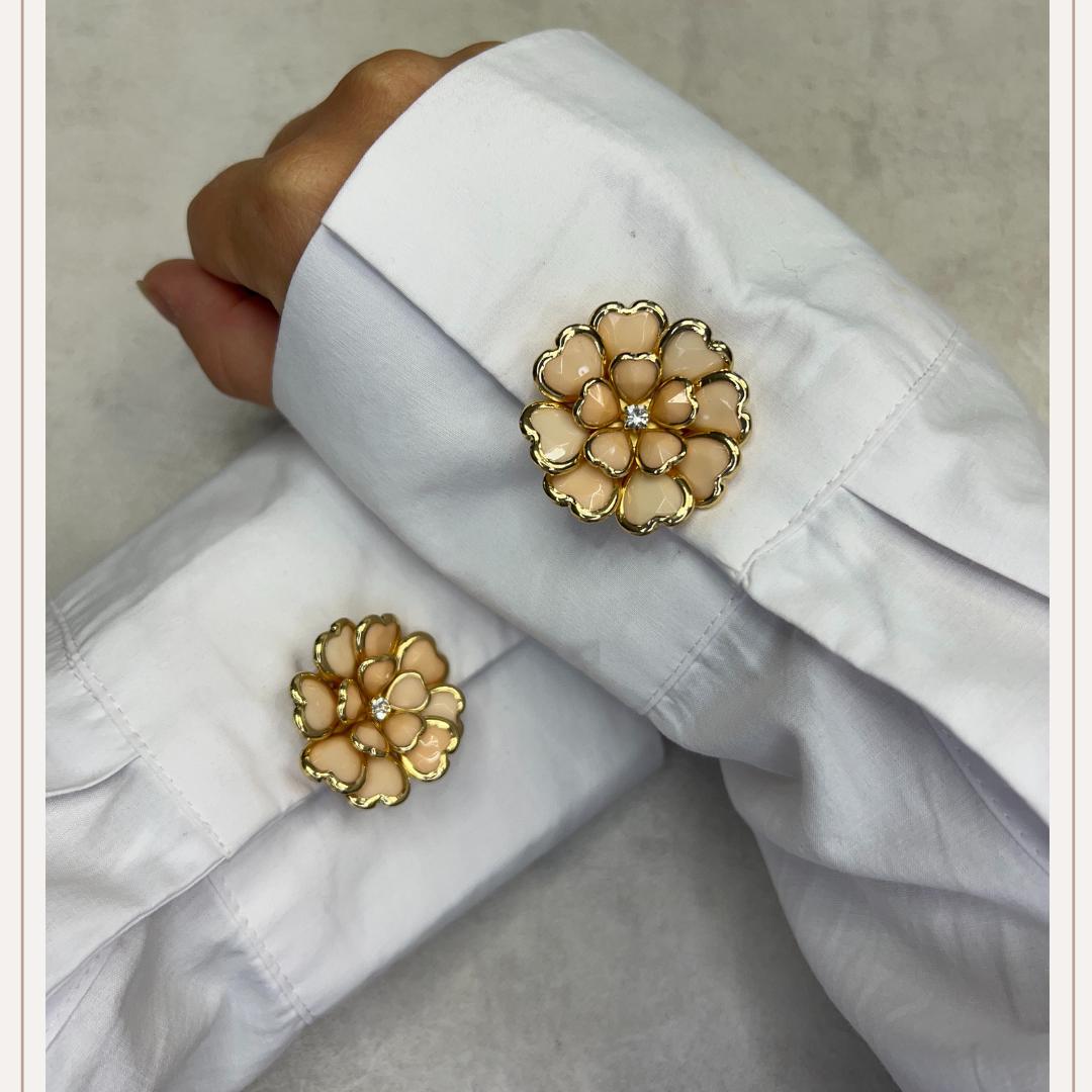 Glass Flower Soft Pink Button Cover