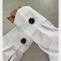 Round Black Silver Button Cover