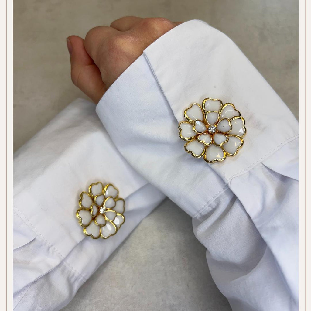 Flower Glass White Button Cover