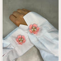 Baby Pink Flower 5 White Button Cover