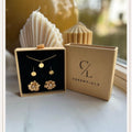Set M Small Flower Diamant Gold Dangle Button Cover