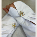 Flower Pearl Gold Circle Center Button Cover