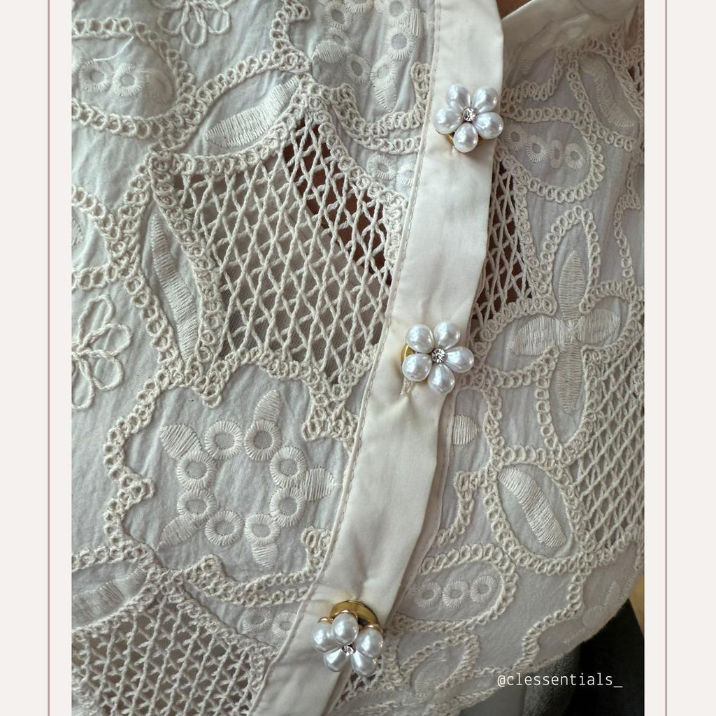 Pearl Ballon Flower Diamant Button Cover