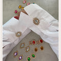 Oval Diamant Silver 1 pcs Button Cover