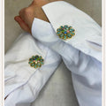 Viola Flower Green Button Cover