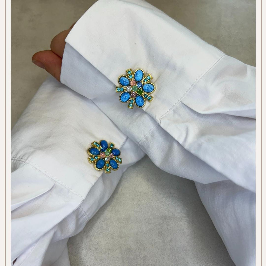 Viola Flower Blue Button Cover